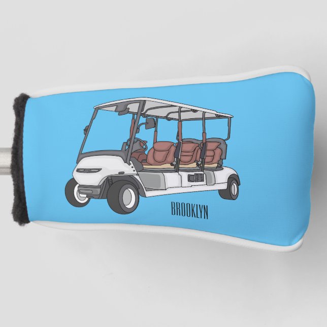 Golf cart / golf buggy cartoon illustration head cover (Front)