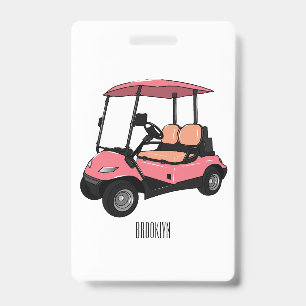 Golf cart / golf buggy cartoon illustration ID badge