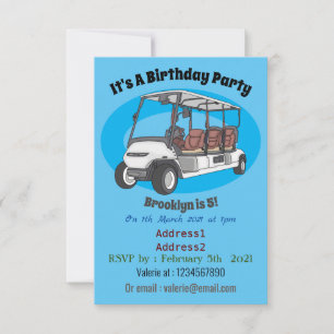 Golf cart / golf buggy cartoon illustration  invitation
