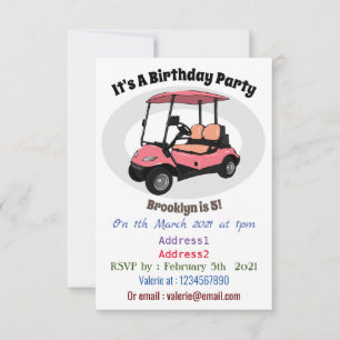Golf cart / golf buggy cartoon illustration invitation
