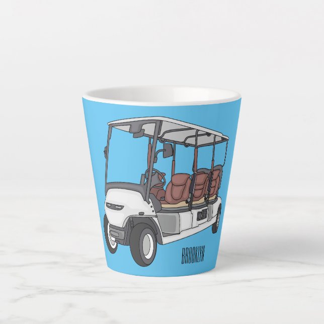 Golf cart / golf buggy cartoon illustration latte mug (Front)