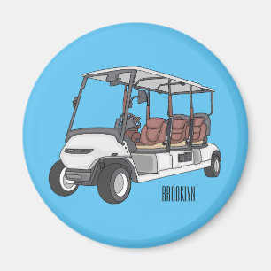 Golf cart / golf buggy cartoon illustration magnet