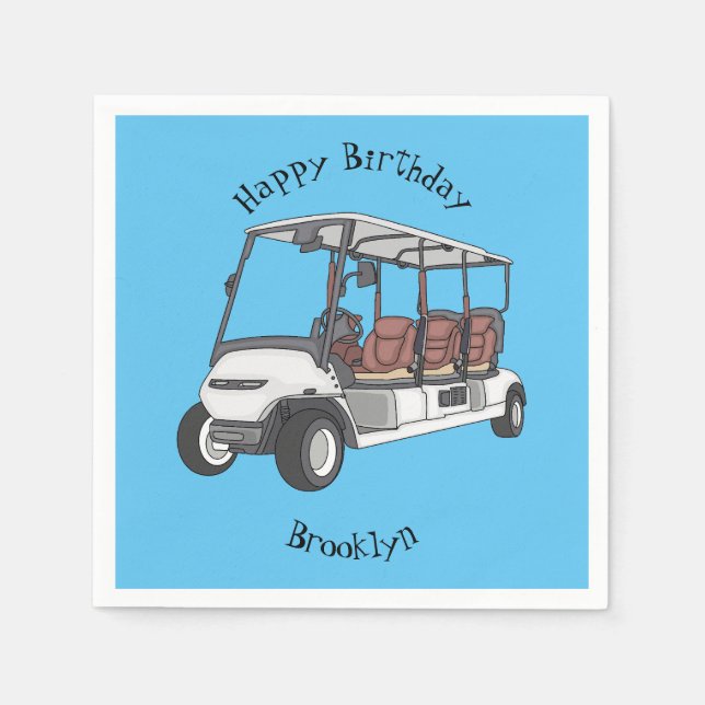 Golf cart / golf buggy cartoon illustration  napkin (Front)
