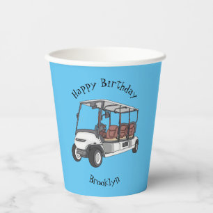 Golf cart / golf buggy cartoon illustration paper cups