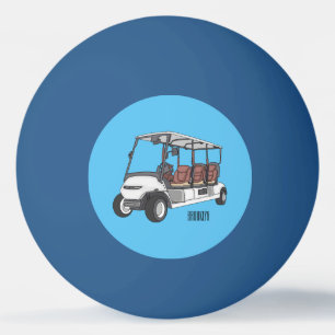 Golf cart / golf buggy cartoon illustration ping pong ball