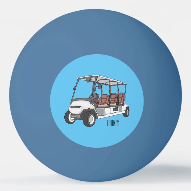 Golf cart / golf buggy cartoon illustration  ping pong ball (Front)