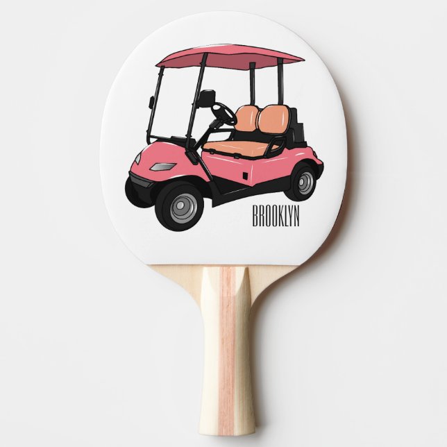Golf cart / golf buggy cartoon illustration ping pong paddle (Front)