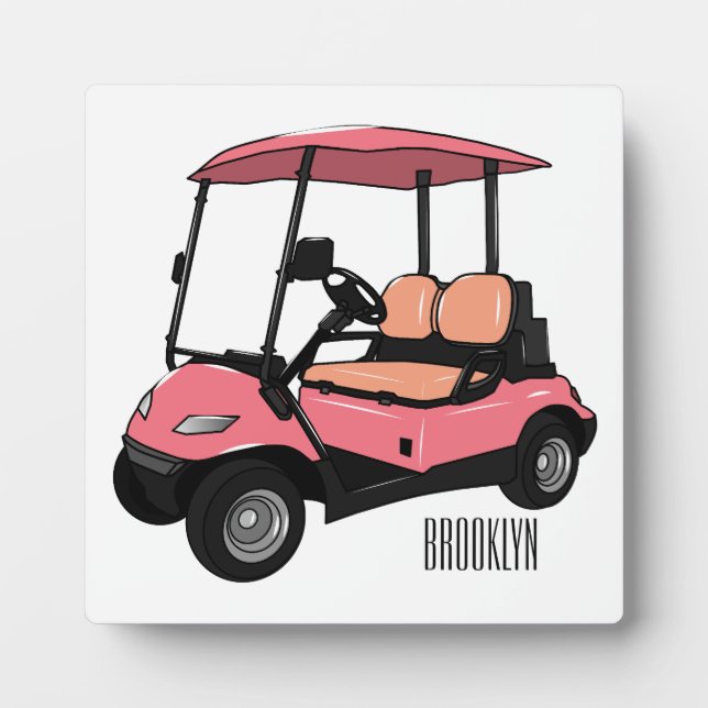 Golf cart / golf buggy cartoon illustration plaque (Front)