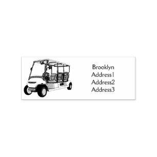 Golf cart / golf buggy cartoon illustration  rubber stamp