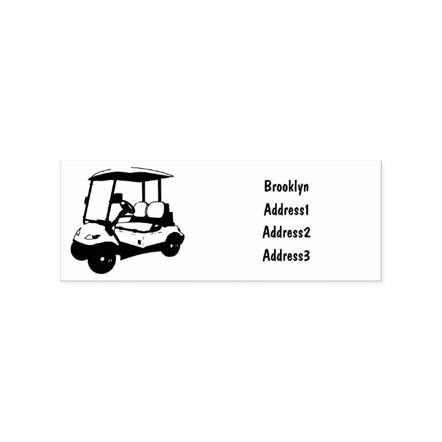 Golf cart / golf buggy cartoon illustration rubber stamp (Imprint)