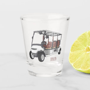 Golf cart / golf buggy cartoon illustration shot glass