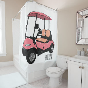 Golf cart / golf buggy cartoon illustration shower curtain