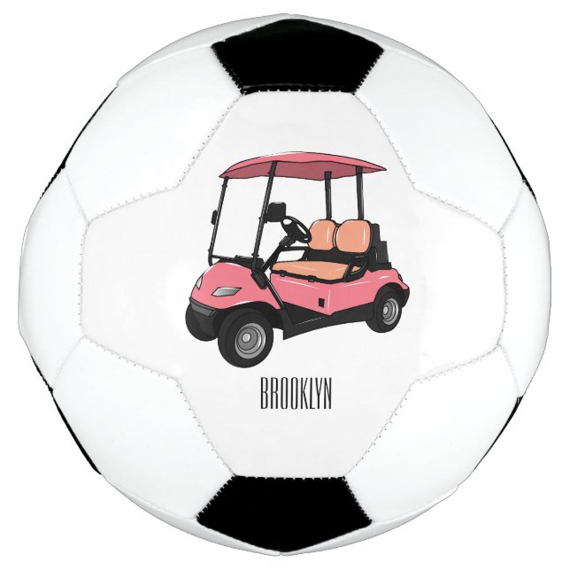 Golf cart / golf buggy cartoon illustration soccer ball (Front)
