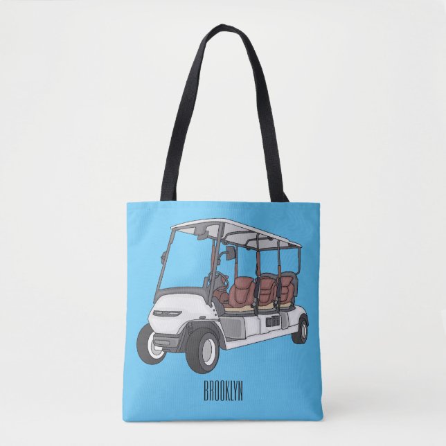 Golf cart / golf buggy cartoon illustration  tote bag (Front)