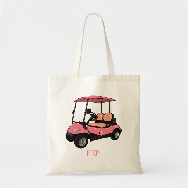 Golf cart / golf buggy cartoon illustration tote bag (Front)