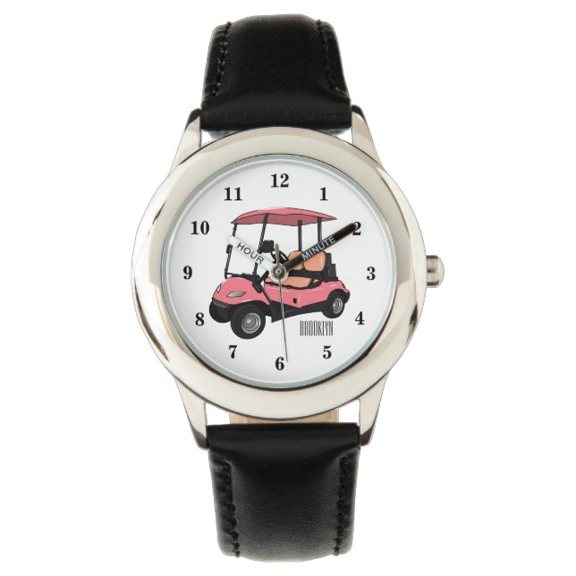 Golf cart / golf buggy cartoon illustration watch (Front)
