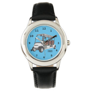 Golf cart / golf buggy cartoon illustration  watch