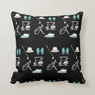 Golf cart hat glove cart iron shoe golfer on black cushion