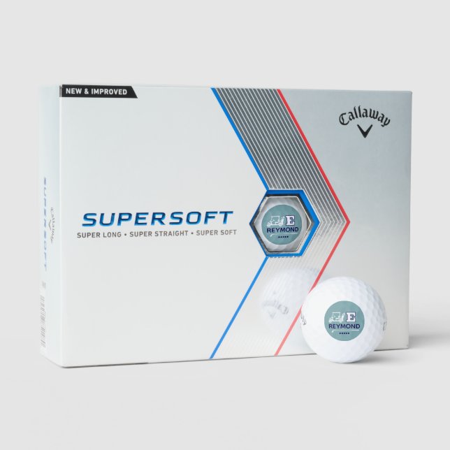Golf Cart Icon and E Initial Mark blue Balls (Packaging)
