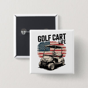 Golf Cart Life Husband Golfing Golfer Lover 15 Cm Square Badge