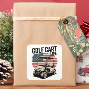 Golf Cart Life Husband Golfing Golfer Lover Square Sticker