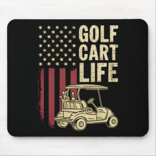 Golf Cart Life Usa Flag Funny Golfing Dad Husband Mouse Pad