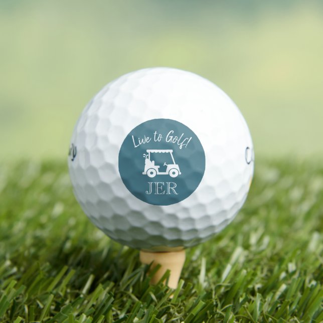 Golf Cart Live to Golf Monogram Initials Turquoise Balls (Insitu Tee)