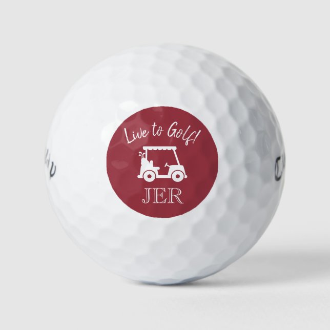 Golf Cart Live to Golf Monogrammed Initials Red Balls (Front)