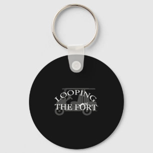 Golf cart looping the fort camping fun key ring