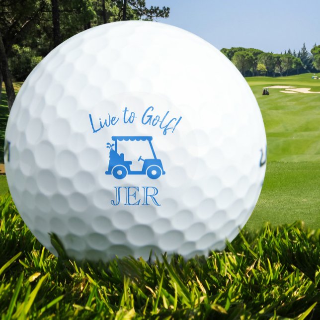 Golf Cart Monogrammed Initials Live to Golf Blue Golf Balls (Golf Cart Monogrammed Initials Live to Golf Blue Golf Balls)
