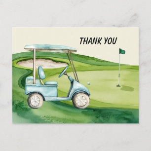 Golf cart on green with your own text postcard