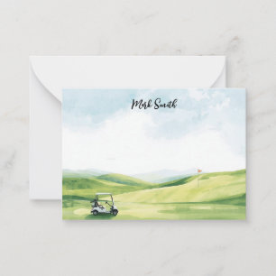 Golf cart on the course with Name for golfer Card