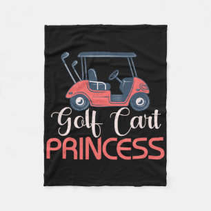 Golf Cart Princess Golfer Woman Girl Fleece Blanket