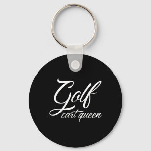 Golf Cart Queen Female Golfer Key Ring