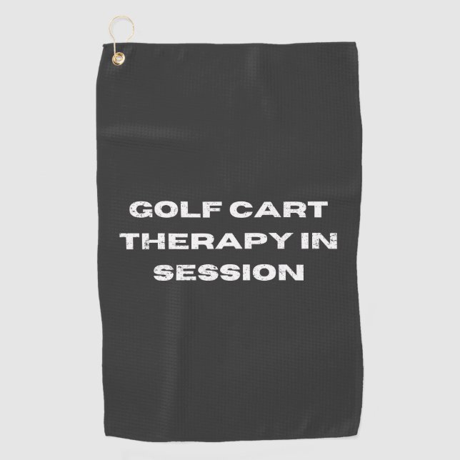 Golf Cart Therapy In Session Funny Golf Towel (Front)
