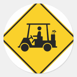 Golf Cart Traffic Highway Sign Classic Round Sticker