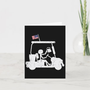Golf Cart Us Flag Funny Golfing Patriotic Golfer D Card