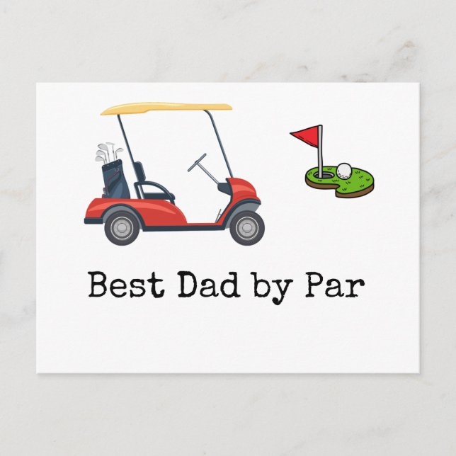 Golf  Cart with  Best dad by Par  Father   Postcard (Front)