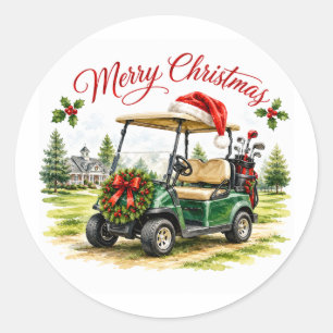 Golf cart with Christmas Themed Classic Round Sticker