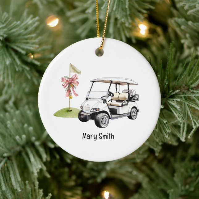 Golf Cart with Golf Flag  Ceramic Ornament (Tree)