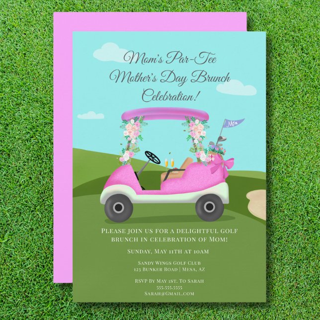 Golf Cart With Mimosas Mother's Day Brunch Invitation (Creator Uploaded)