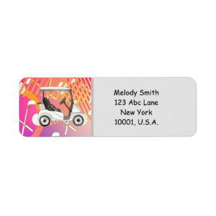 Golf cart with name and address label return address label