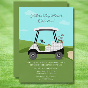 Golf Cart With Pancakes Father's Day Brunch Invitation