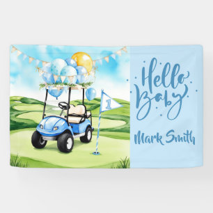 Golf Cart with text Hello Baby for Boy golfer Banner