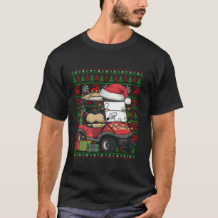 Golf Cart Xmas Lights Ugly Santa Hat Golf Cart Chr T-Shirt