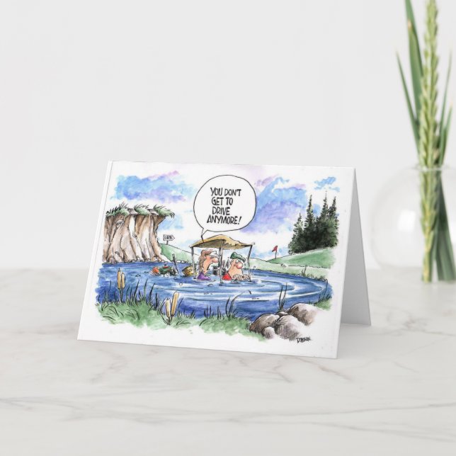 Golf cartoon greeting card: Bad driver Card (Front)