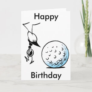 Golf Cartoon Happy Birthday Card