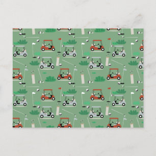 Golf Carts Modern Golfer Golf Theme Pattern Holiday Postcard