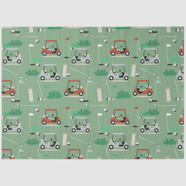 Golf Carts Modern Golfer Golf Theme Pattern Tissue Paper (Front)