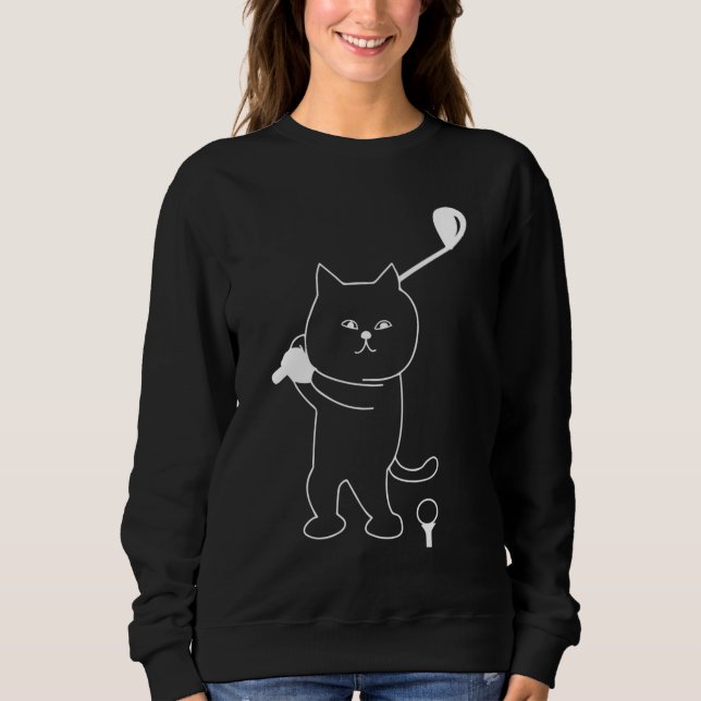 Golf Cat Dad Men Golfing Golfer Club Balls Putting Sweatshirt (Front)